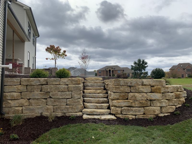 Retaining wall with built in steps 